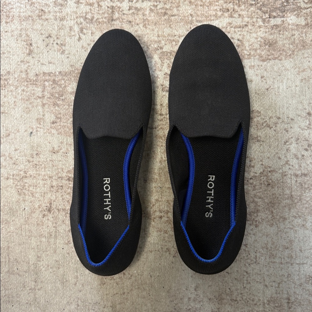 Rothy's Black Loafers with Blue Highlights